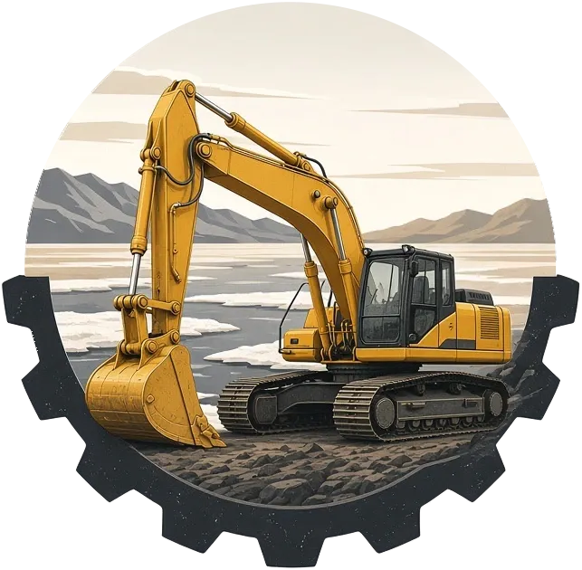 Salt Flats Equipment Co emblem: a gear around a yellow machine on the salt flats